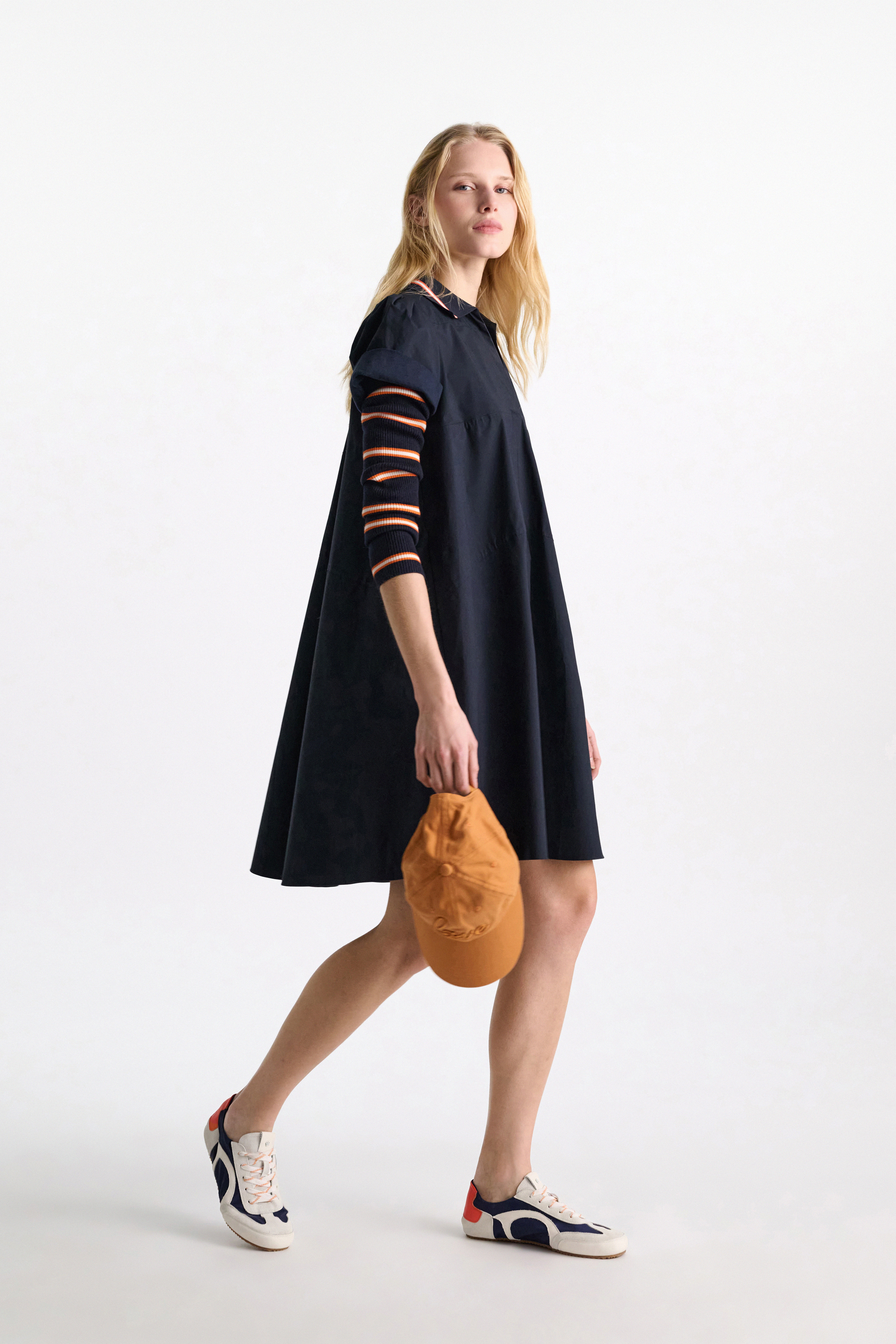 Dorothee Schumacher Polo mini-dress in cotton poplin dark navy